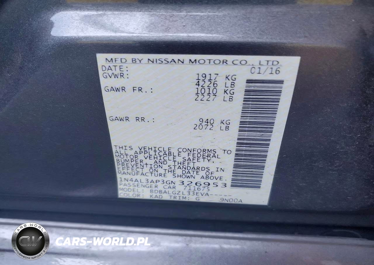 2016 Nissan Altima 2.5 S VIN:1N4AL3AP3GN326953 - 12