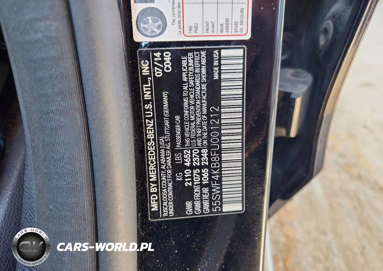 2015 Mercedes-Benz C 300 4Matic VIN:55SWF4KB8FU001212 - 12