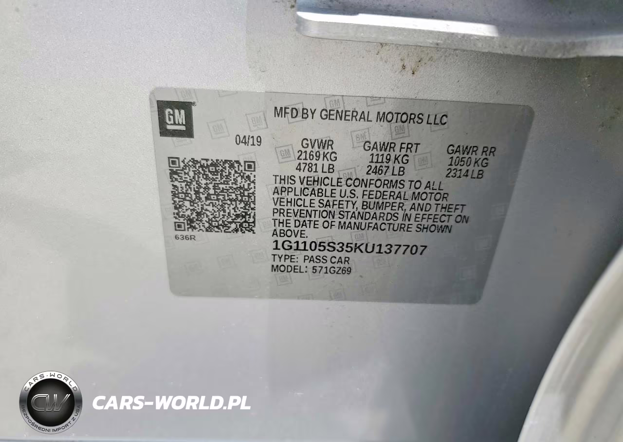 2019 Chevrolet Impala Premier VIN:1G1105S35KU137707 - 12