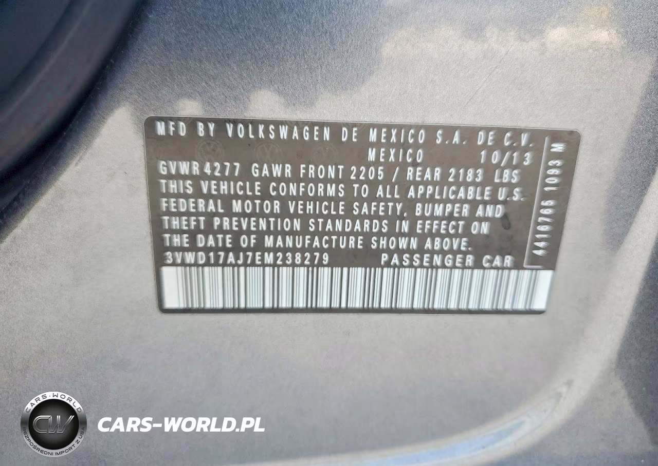 2014 Volkswagen Jetta Se VIN:3VWD17AJ7EM238279 - 12