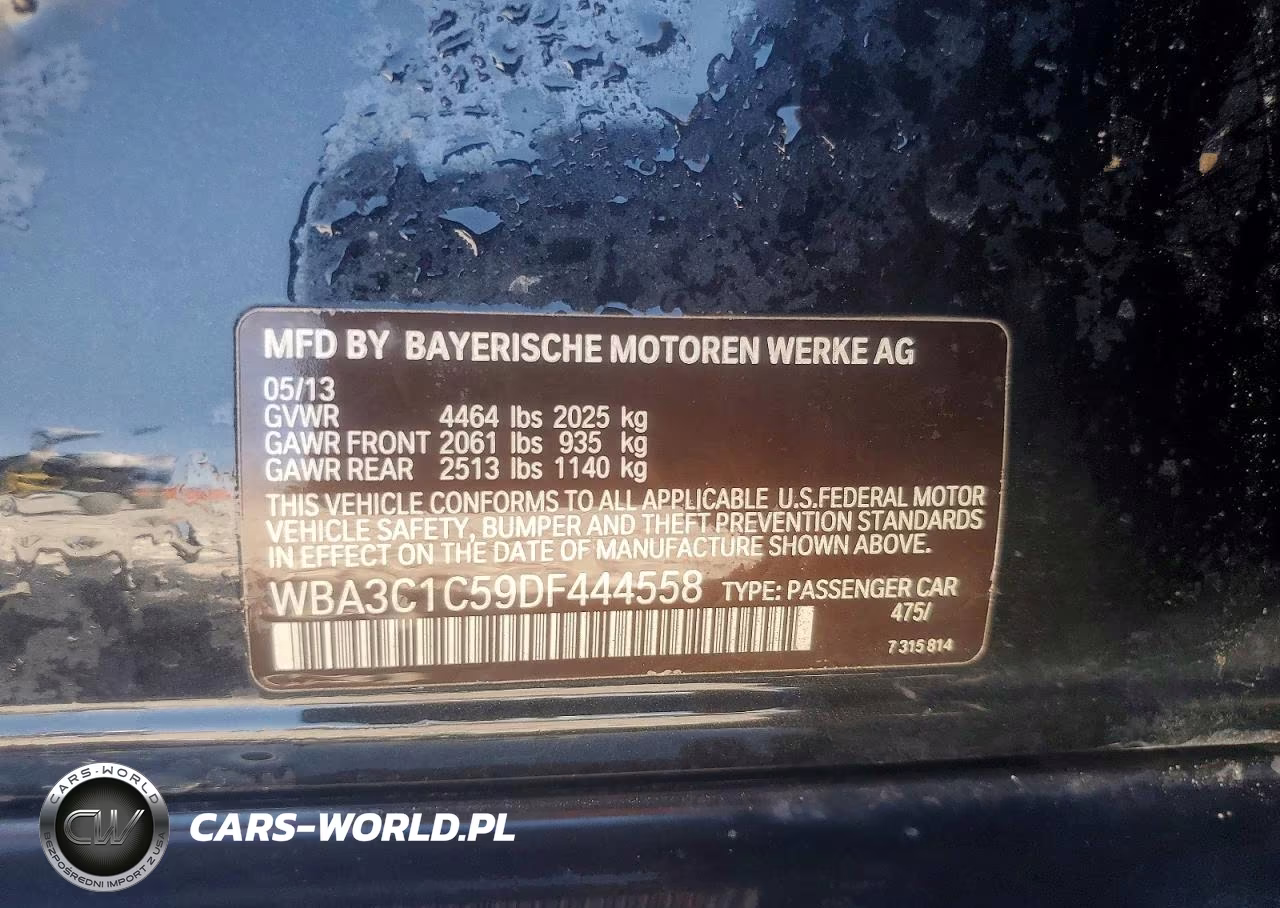 2013 BMW 328 I Sulev VIN:WBA3C1C59DF444558 - 12