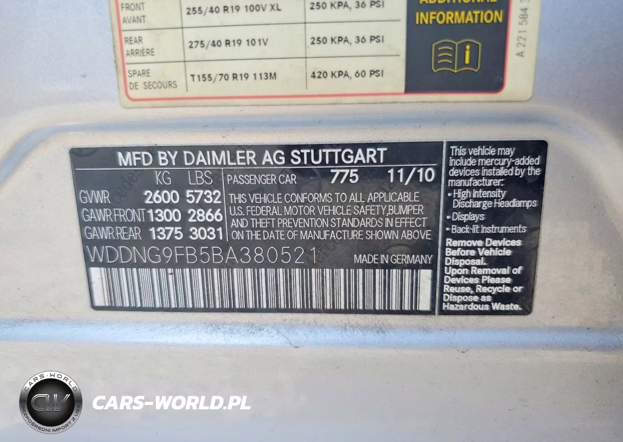 2011 Mercedes-Benz S 400 VIN:WDDNG9FB5BA380521 - 12