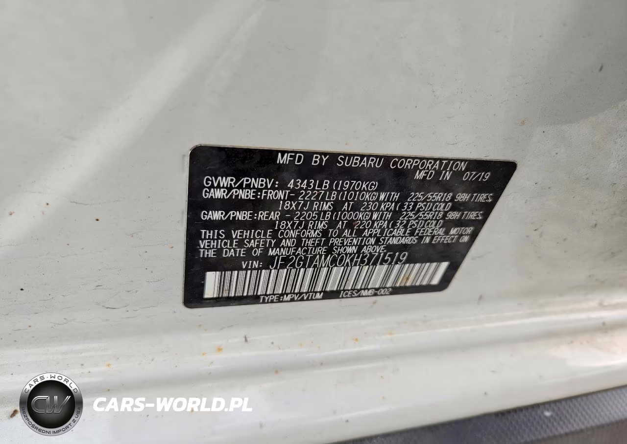 2019 Subaru Crosstrek Limited VIN:JF2GTAMC0KH371519 - 12
