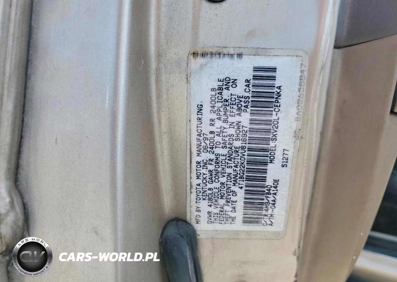 1997 Toyota Camry Le VIN:4T1BG22K0VU816927 - 12
