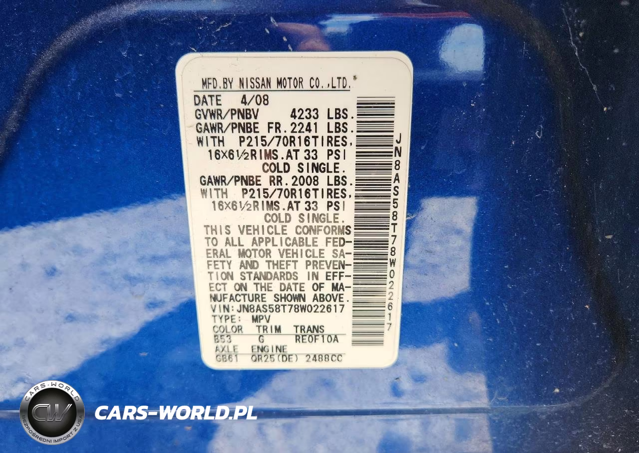 2008 Nissan Rogue S VIN:JN8AS58T78W022617 - 12