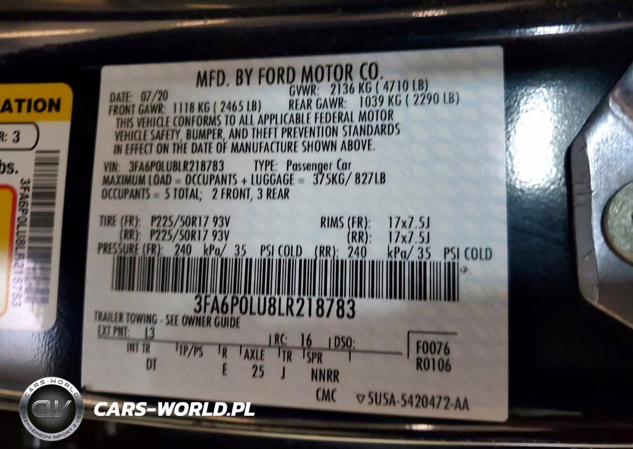 2020 Ford Fusion Se VIN:3FA6P0LU8LR218783 - 12