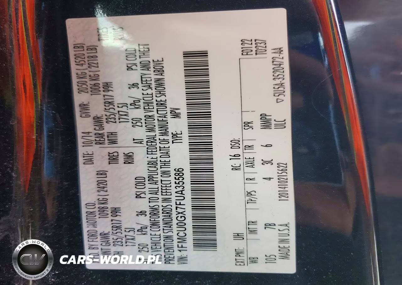2015 Ford Escape Se VIN:1FMCU0GX7FUA35586 - 13