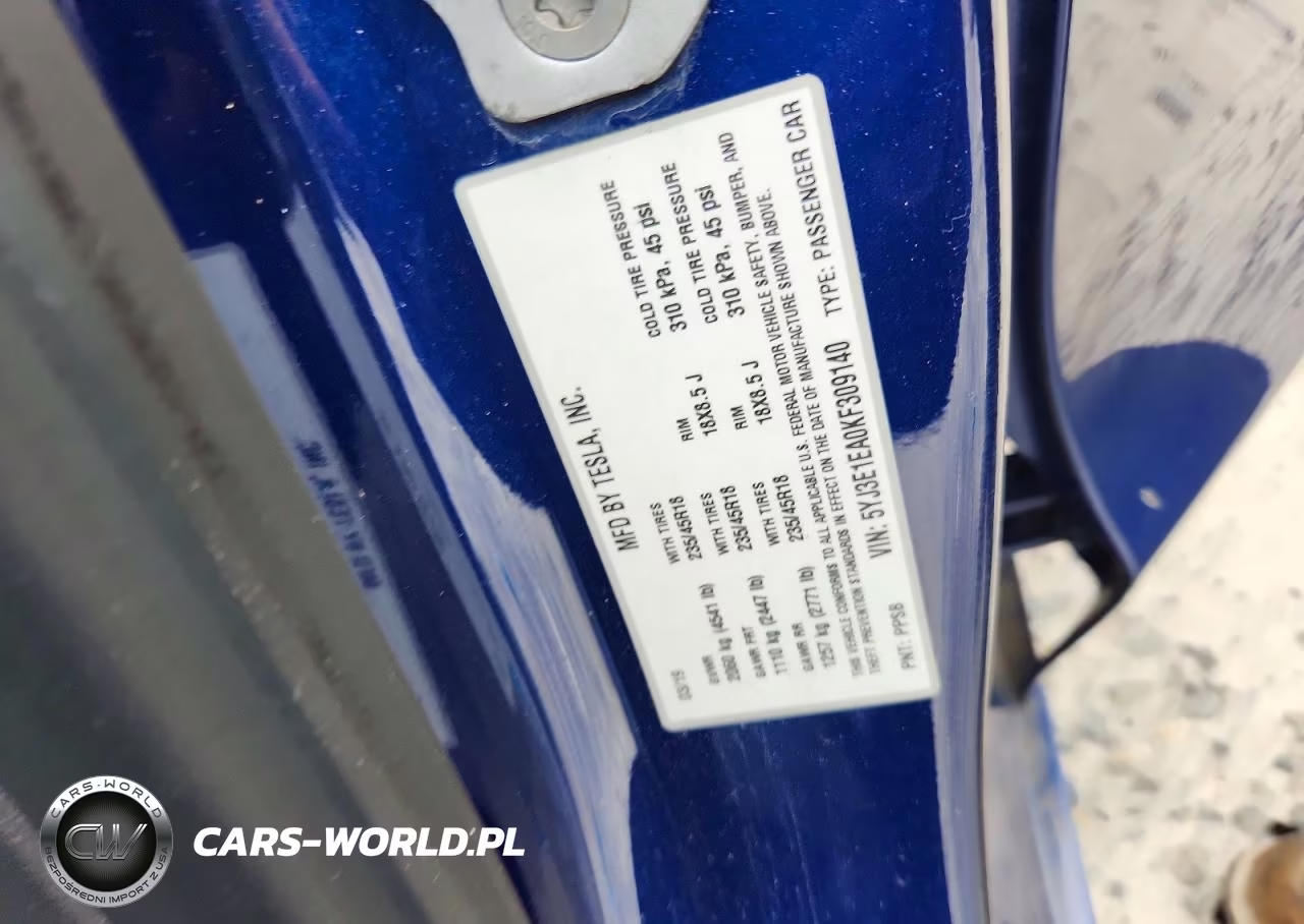 2019 Tesla Model 3 VIN:5YJ3E1EA0KF309140 - 12