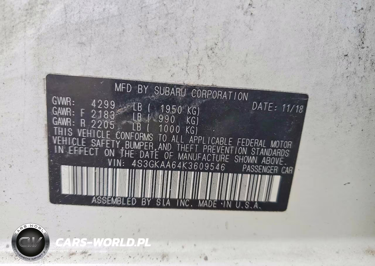 2019 Subaru Impreza VIN:4S3GKAA64K3609546 - 12
