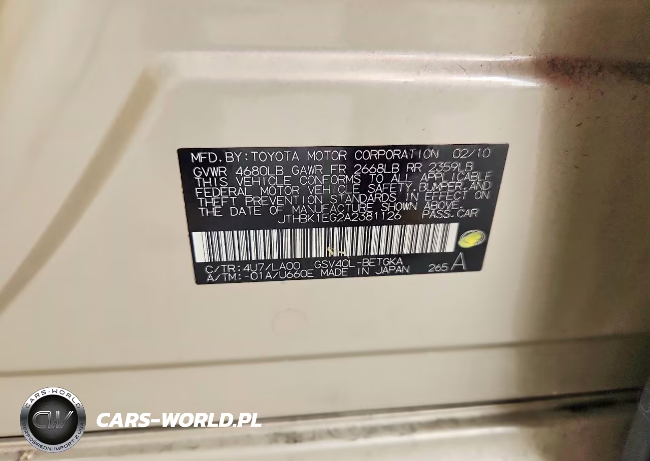 2010 Lexus Es 350 VIN:JTHBK1EG2A2381126 - 12