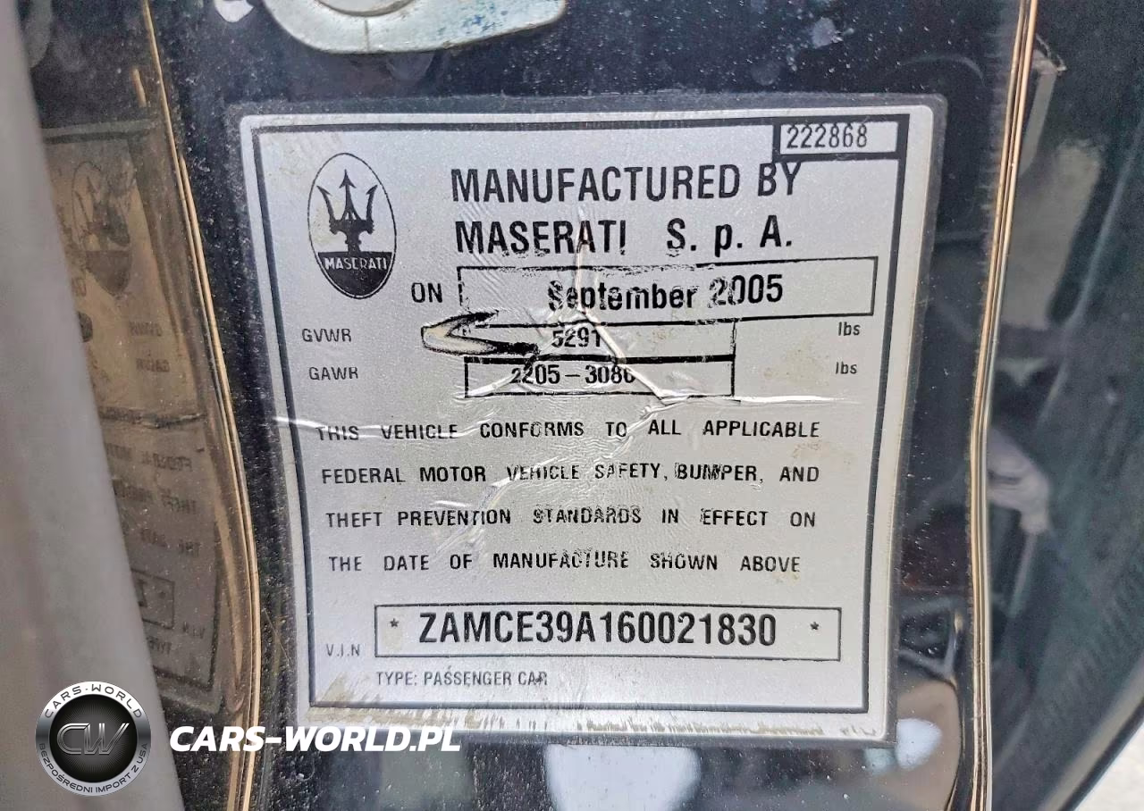 2006 Maserati Quattroporte M139 VIN:ZAMCE39A160021830 - 12