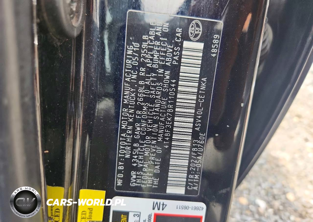 2011 Toyota Camry Base VIN:4T4BF3EK7BR110544 - 12