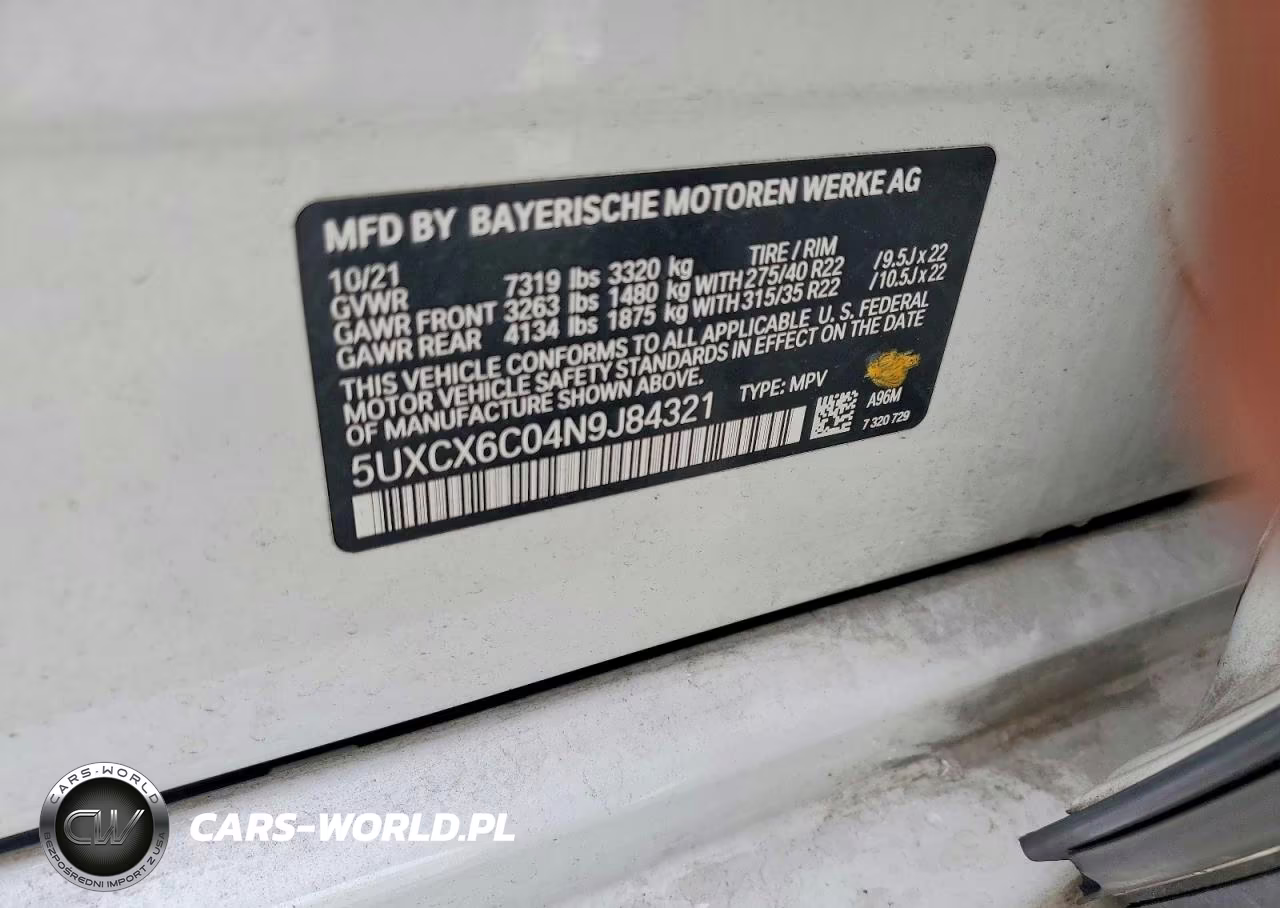 2022 BMW X7 M50I VIN:5UXCX6C04N9J84321 - 13