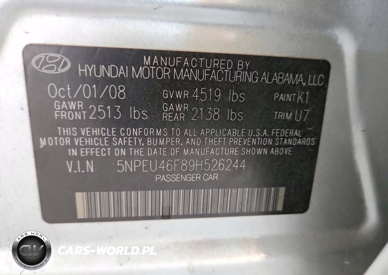 2009 Hyundai Sonata Se V6 VIN:5NPEU46F89H526244 - 12