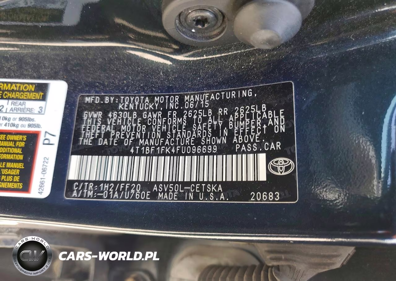 2015 Toyota Camry Se VIN:4T1BF1FK4FU096699 - 12