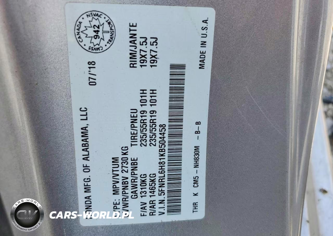 2019 Honda Odyssey Touring VIN:5FNRL6H81KB504458 - 14