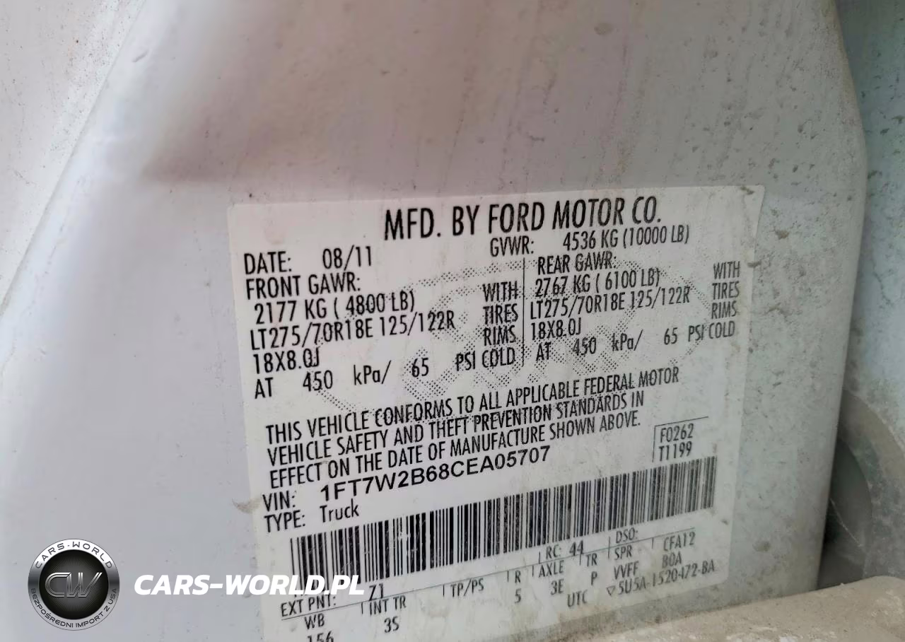 2012 Ford F250 Super Duty VIN:1FT7W2B68CEA05707 - 12