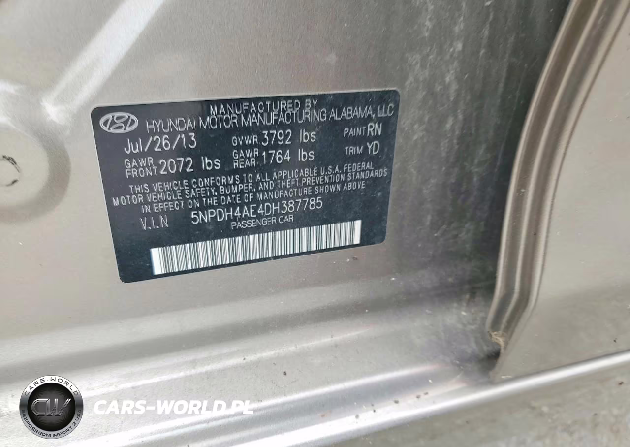 2013 Hyundai Elantra Gls VIN:5NPDH4AE4DH387785 - 12