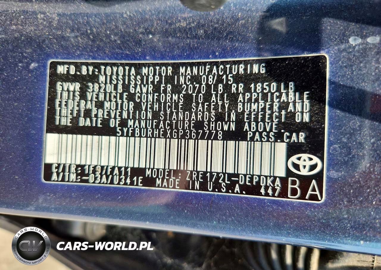 2016 Toyota Corolla L VIN:5YFBURHEXGP367778 - 12
