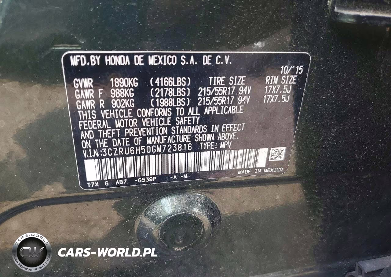 2016 Honda Hr-V Ex VIN:3CZRU6H50GM723816 - 13