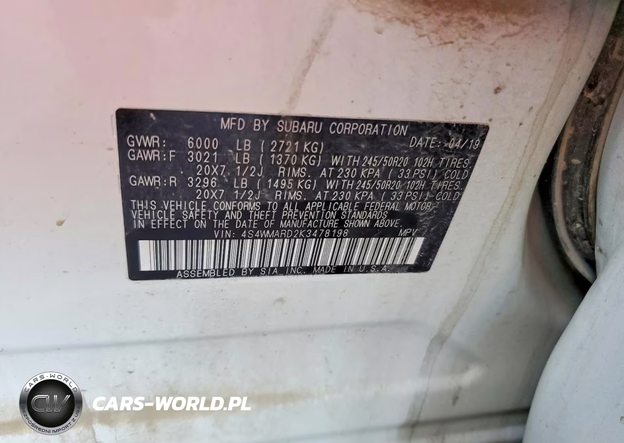 2019 Subaru Ascent Touring VIN:4S4WMARD2K3478198 - 13