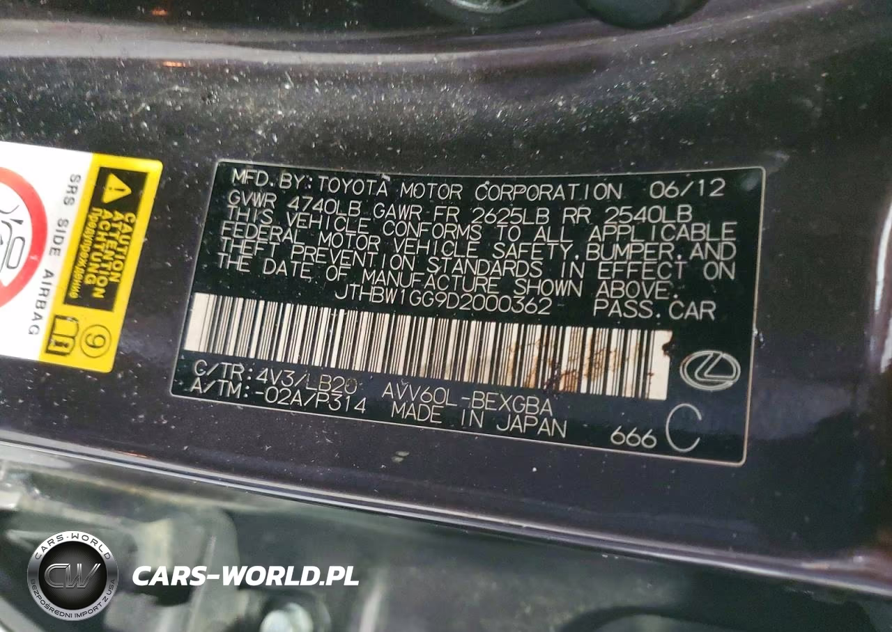 2013 Lexus Es 300H VIN:JTHBW1GG9D2000362 - 13