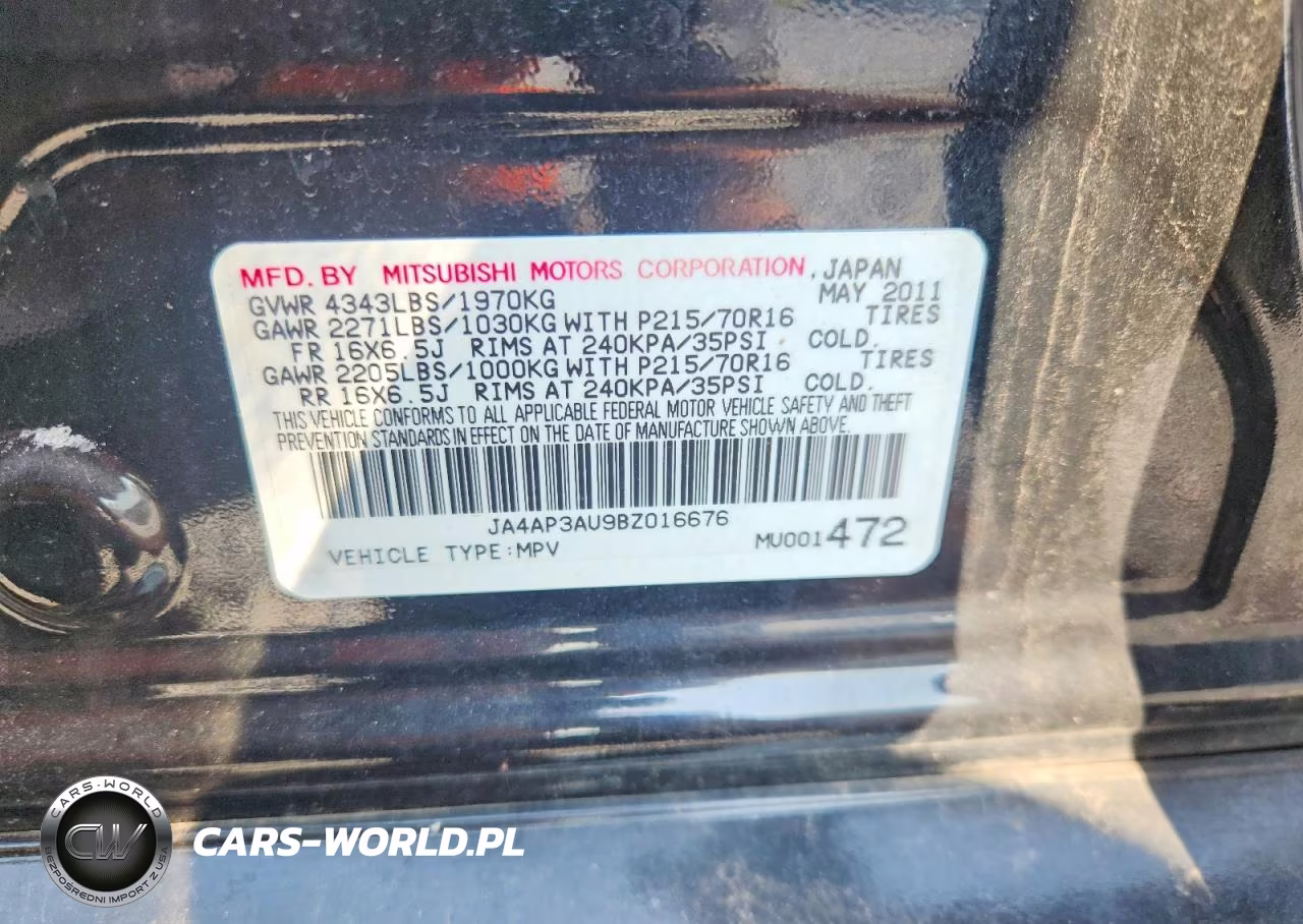 2011 Mitsubishi Outlander Sport Es VIN:JA4AP3AU9BZ016676 - 12