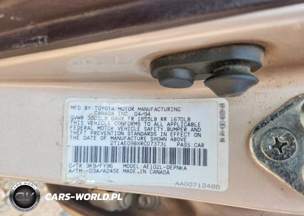 1994 Toyota Corolla Dx VIN:2T1AE09BXRC073731 - 12