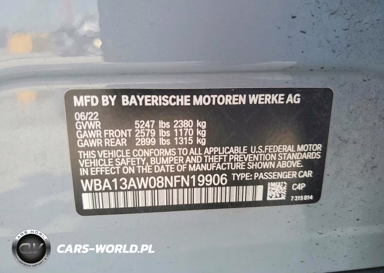 2022 BMW M440Xi Gran Coupe VIN:WBA13AW08NFN19906 - 13
