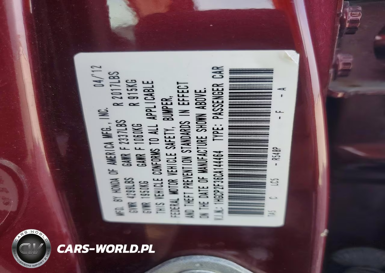 2012 Honda Accord Lx VIN:1HGCP2F36CA144464 - 12