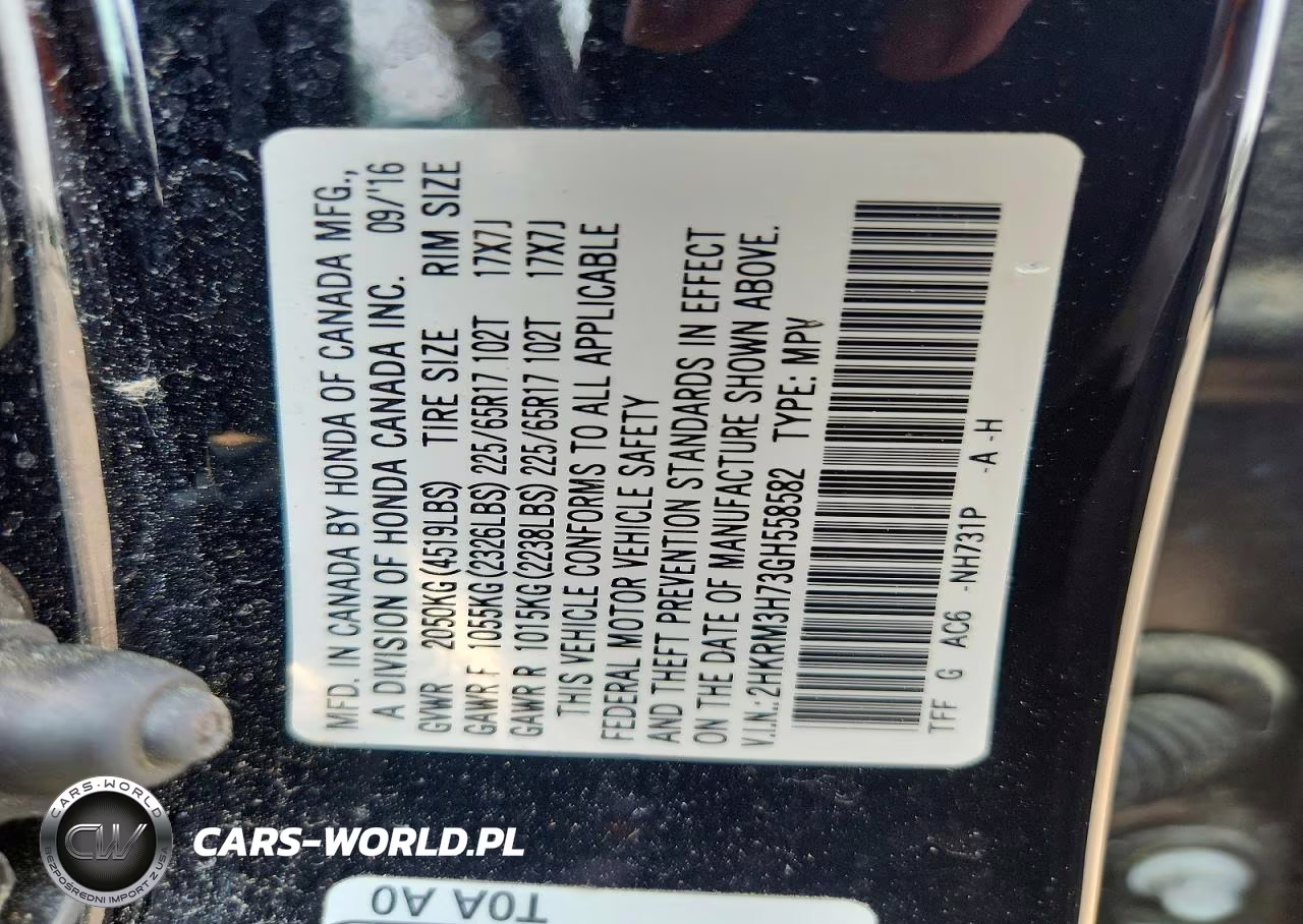2016 Honda Cr-V Exl VIN:2HKRM3H73GH558582 - 14