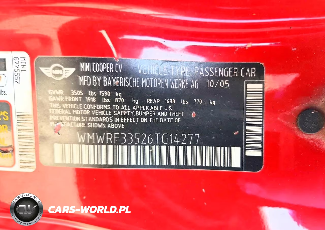 2006 Mini Cooper VIN:WMWRF33526TG14277 - 12