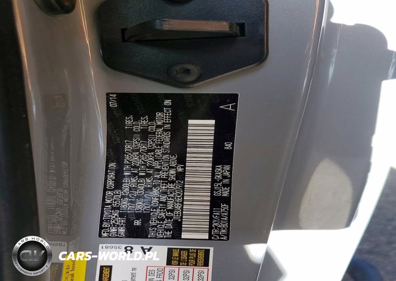 2014 Toyota Fj Cruiser Base VIN:JTEBU4BF6EK207912 - 12