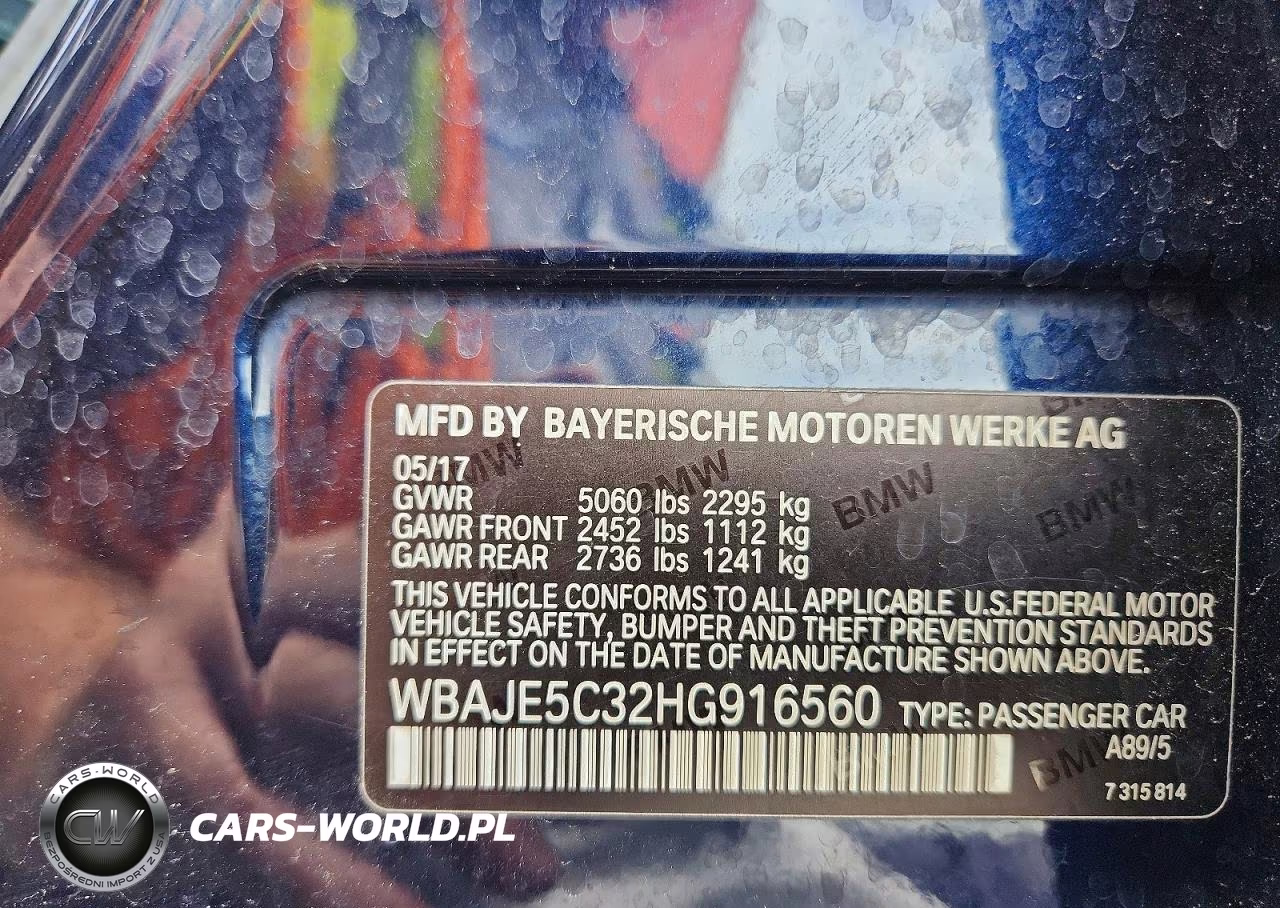 2017 BMW 540 I VIN:WBAJE5C32HG916560 - 13