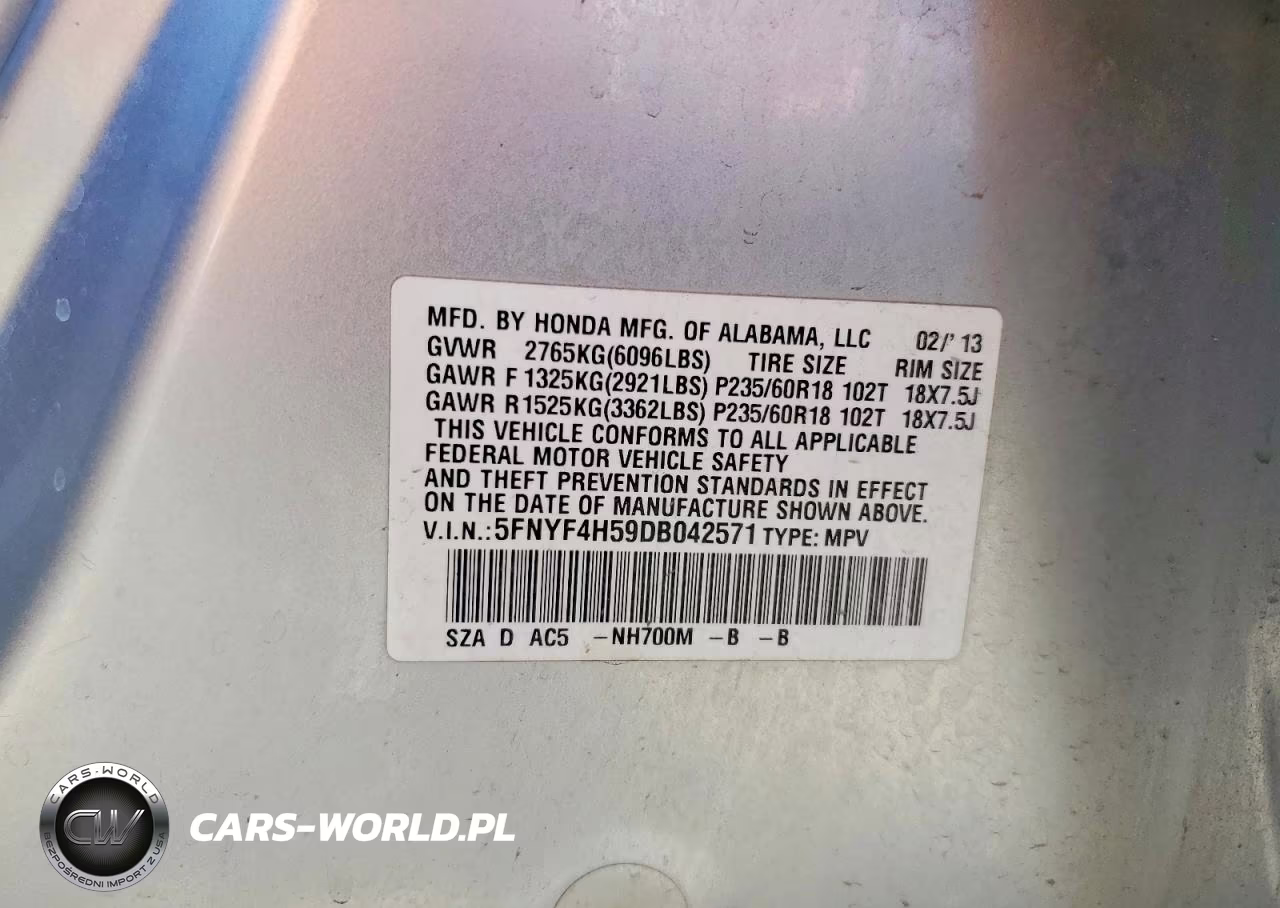2013 Honda Pilot Exl VIN:5FNYF4H59DB042571 - 13