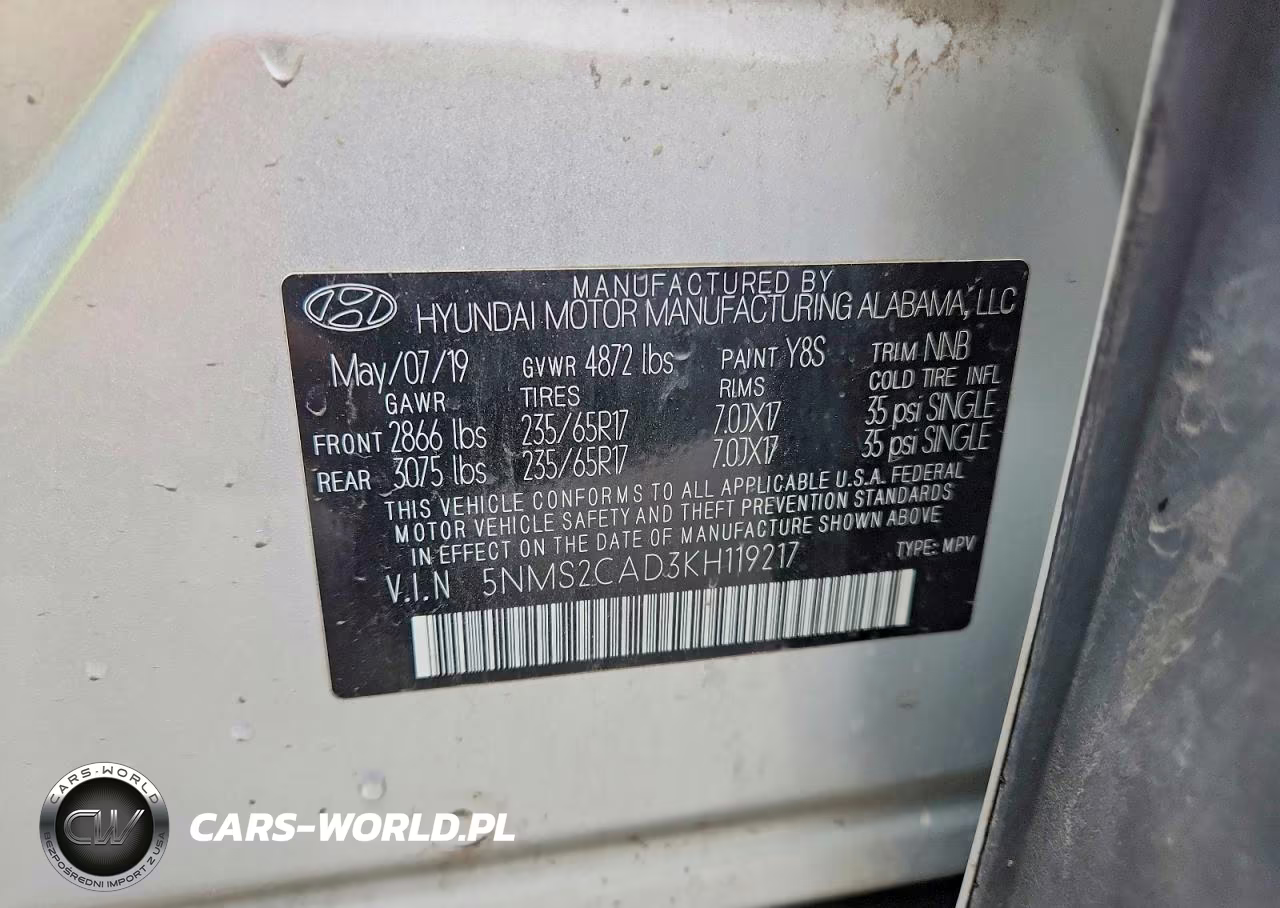 2019 Hyundai Santa Fe Se VIN:5NMS2CAD3KH119217 - 13