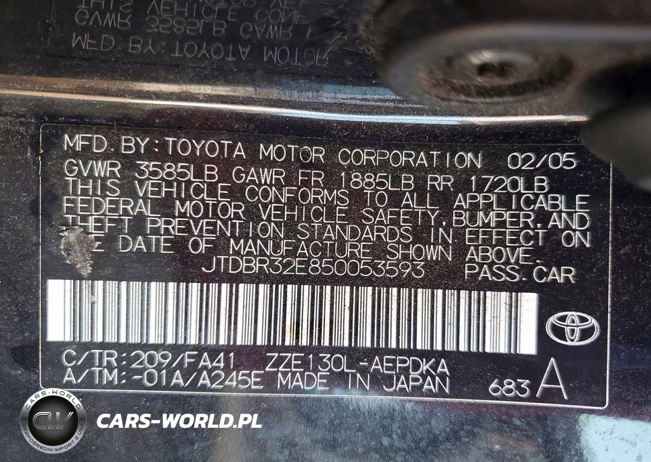 2005 Toyota Corolla Ce VIN:JTDBR32E850053593 - 12
