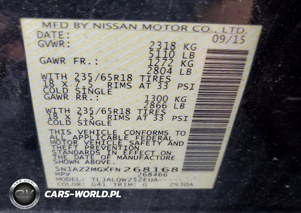 2015 Nissan Murano Sv VIN:5N1AZ2MGXFN268168 - 14
