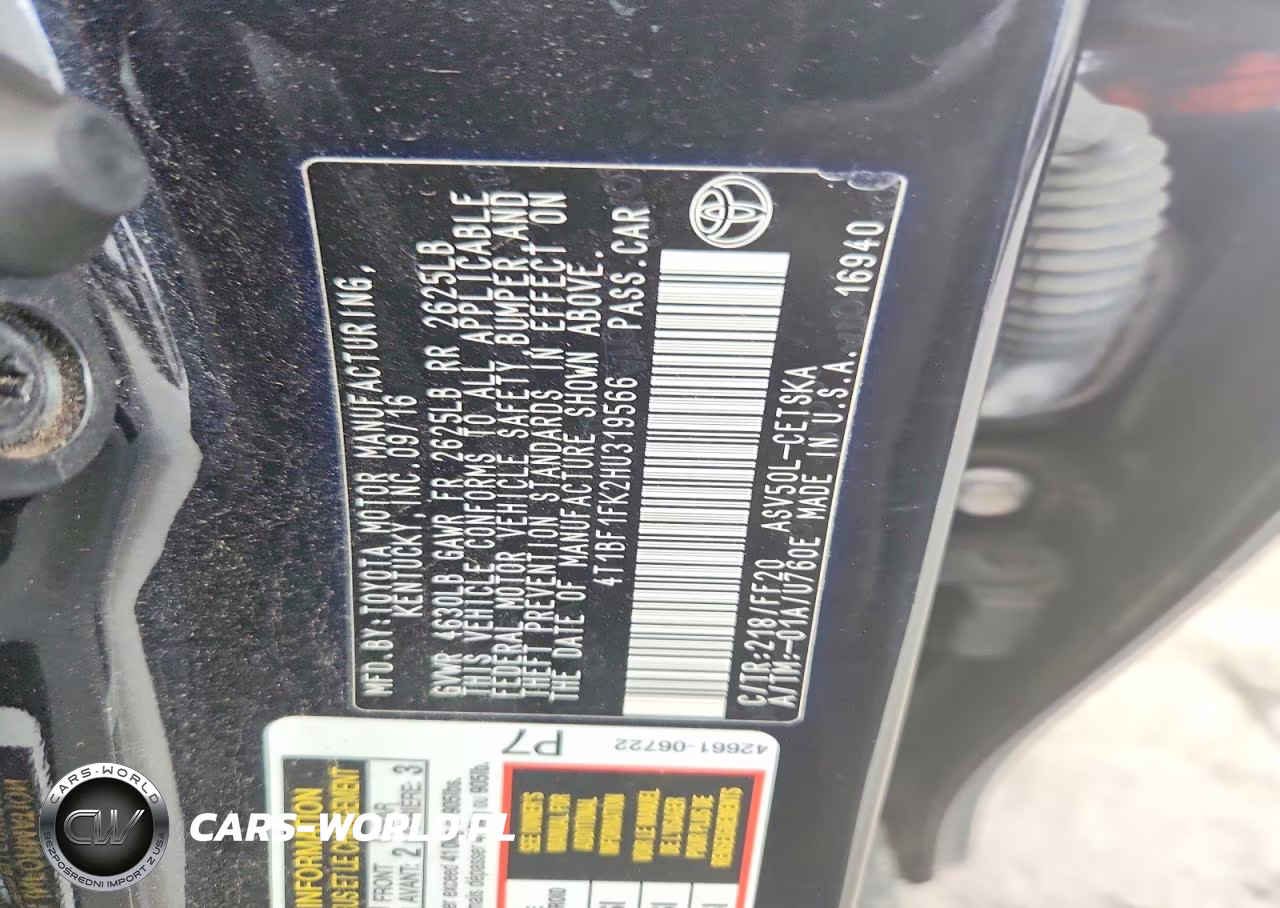 2017 Toyota Camry Se VIN:4T1BF1FK2HU319566 - 12