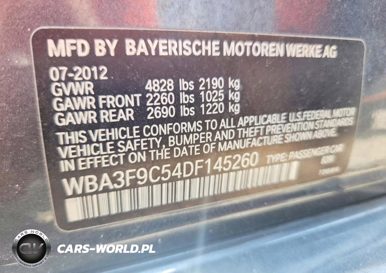 2013 BMW Activehybrid 3 VIN:WBA3F9C54DF145260 - 12