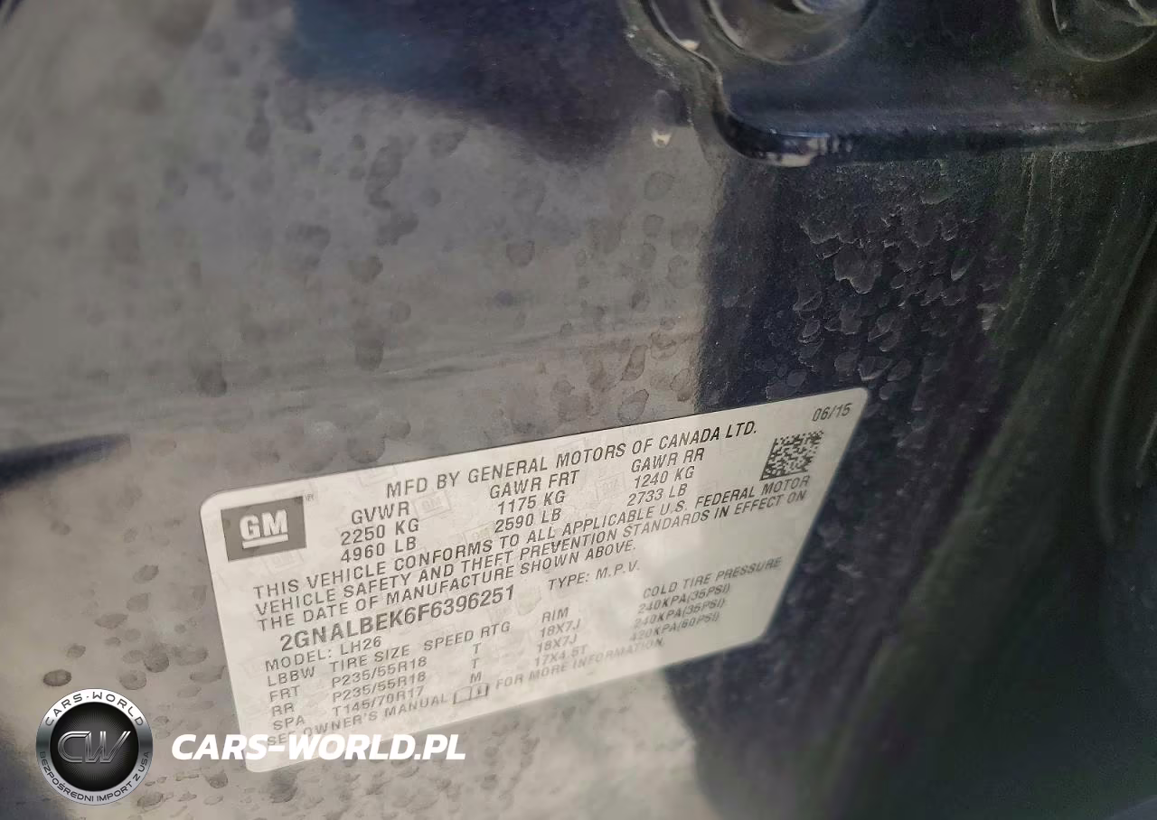 2015 Chevrolet Equinox Lt VIN:2GNALBEK6F6396251 - 13