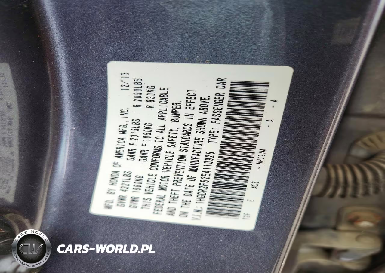 2014 Honda Accord Sport VIN:1HGCR2F52EA110925 - 12