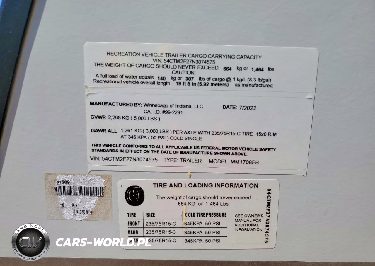 2022 Winnebago Minnie Camper VIN:54CTM2F27N3074575 - 10