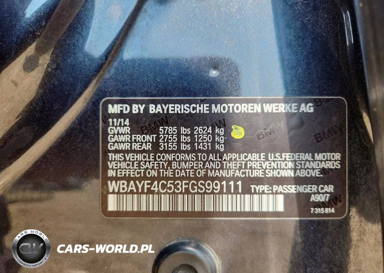 2015 BMW 740 Lxi VIN:WBAYF4C53FGS99111 - 12