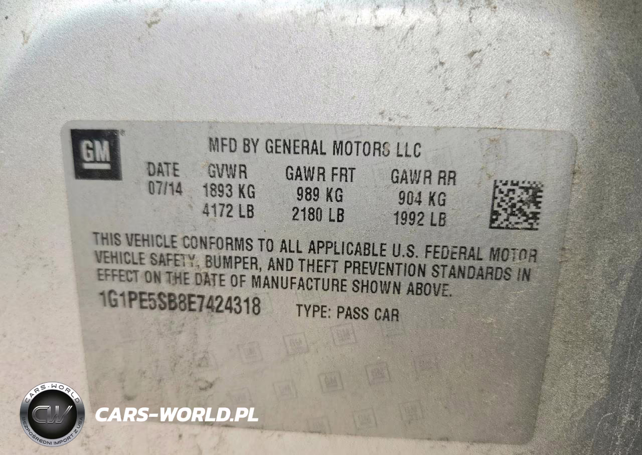 2014 Chevrolet Cruze Lt VIN:1G1PE5SB8E7424318 - 12