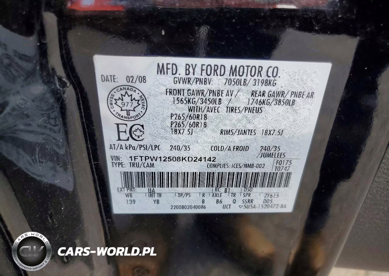 2008 Ford F150 Supercrew VIN:1FTPW12508KD24142 - 12