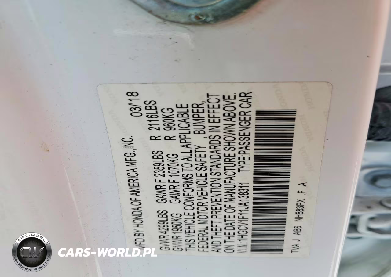 2018 Honda Accord Lx VIN:1HGCV1F11JA138311 - 12