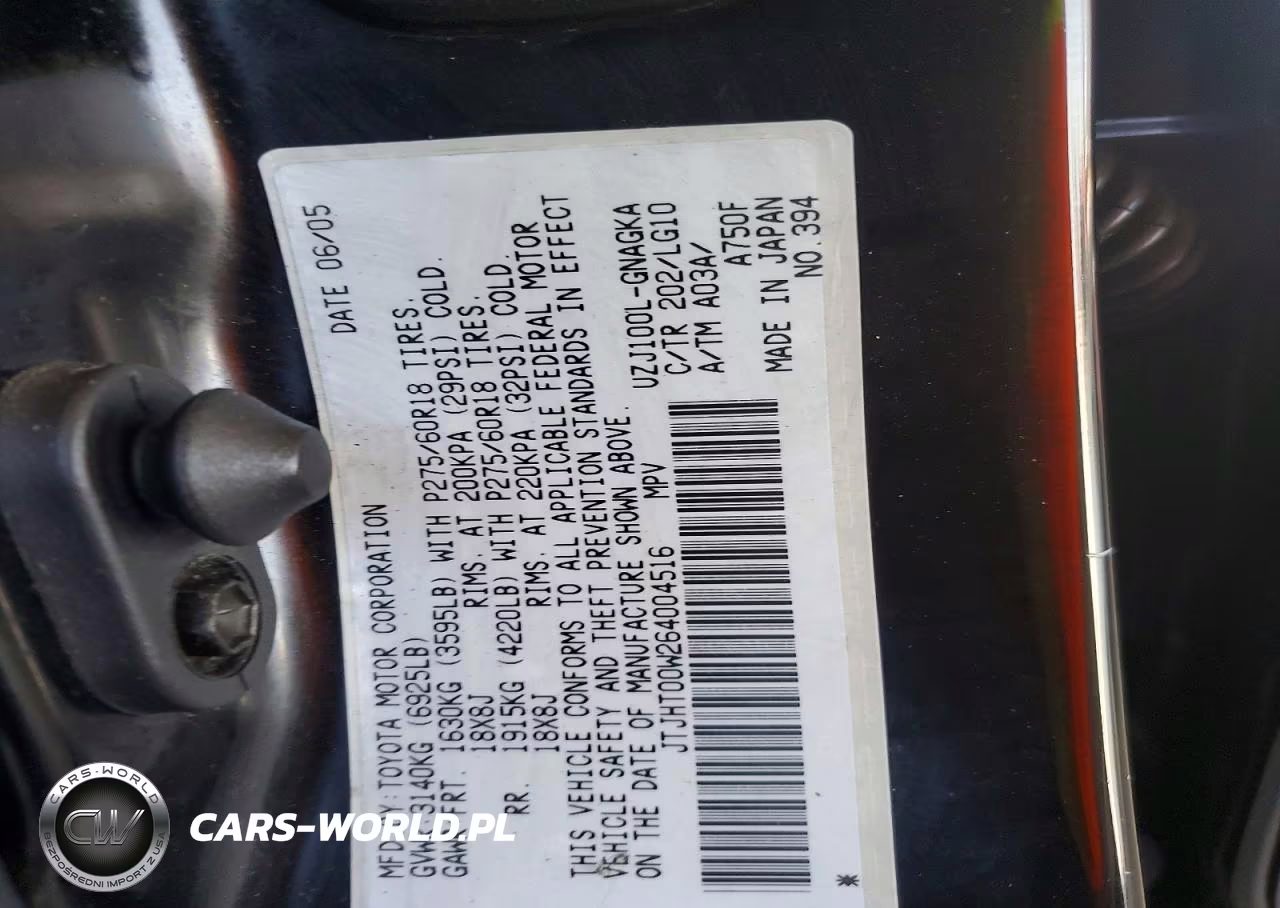 LEXUS LX 470 VIN:JTJHT00W264004516 - 12