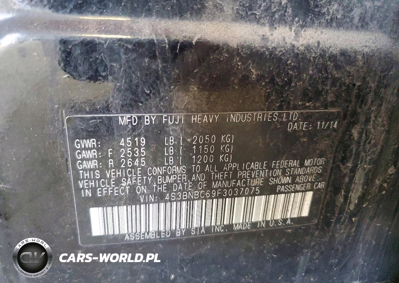 2015 Subaru Legacy 2.5I Premium VIN:4S3BNBC69F3037075 - 12