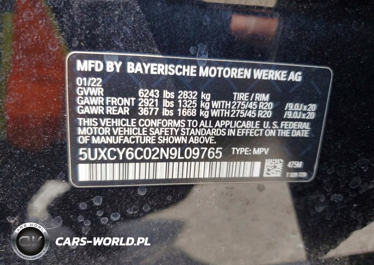 2022 BMW X6 xDrive40I VIN:5UXCY6C02N9L09765 - 14